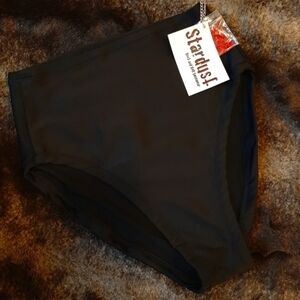NWT Stardust Swim High Waisted Bikini Bottom XS Black Hand Made in California